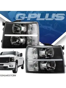 Fit For 2007-2014 Silverado Headlights W/ LED DRL Daytime Runing Light