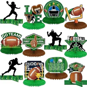 12 Pieces Football Party Decorations Football Table Centerpiece Football Silhouette Centerpieces Football Honeycomb Centerpieces Football Party Centerpiece for Sports Football Theme Party Supplies