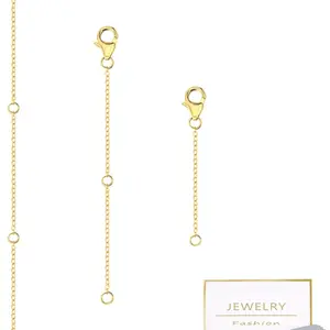 Gold necklace extenders, 14k gold chain extenders with lobster clasp, durable plated solid brass necklace extension chains (2, 4, 6 inches, 3 pack)