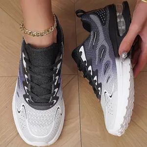 Ladies' breathable mesh casual sports shoes - lightweight and comfortable cushioned sole, white and pink low cut lace up design, all season daily wear shoes | fashionable sports shoes | flexible and durable