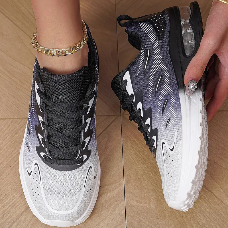 Ladies' breathable mesh casual sports shoes - lightweight and comfortable cushioned sole, white and pink low cut lace up design, all season daily wear shoes | fashionable sports shoes | flexible and durable