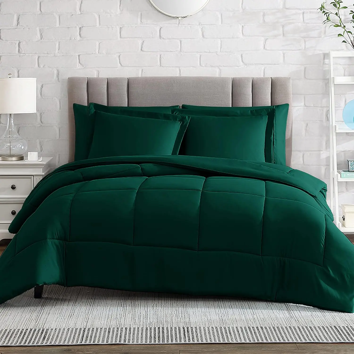 Comforter, Down Alternative Ultra Microfiber, 3 with 1 Comforter and 2 Pillow Shams, Oeko-Tex Comforter for Full and Queen Size, Dark Green Comforters
