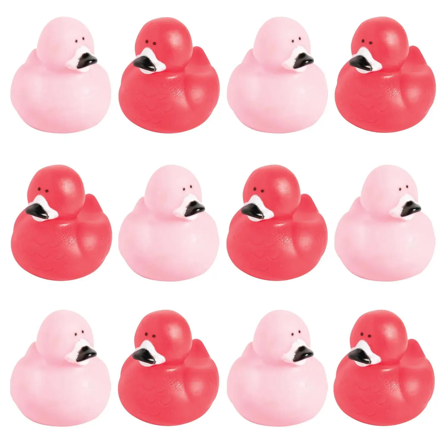 2" Bright and Soft Pink Colored Flamingo Rubber Duck Toys - 12 Pc.