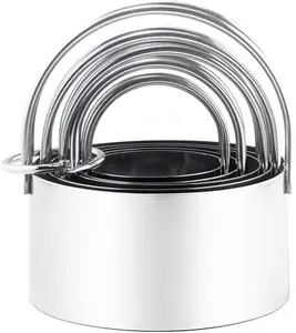 - 5-Piece Set(1.75"~3.25") Stainless Steel Biscuit and Cookie Cutters with Handle , for Professional Baking and Home Kitchen
