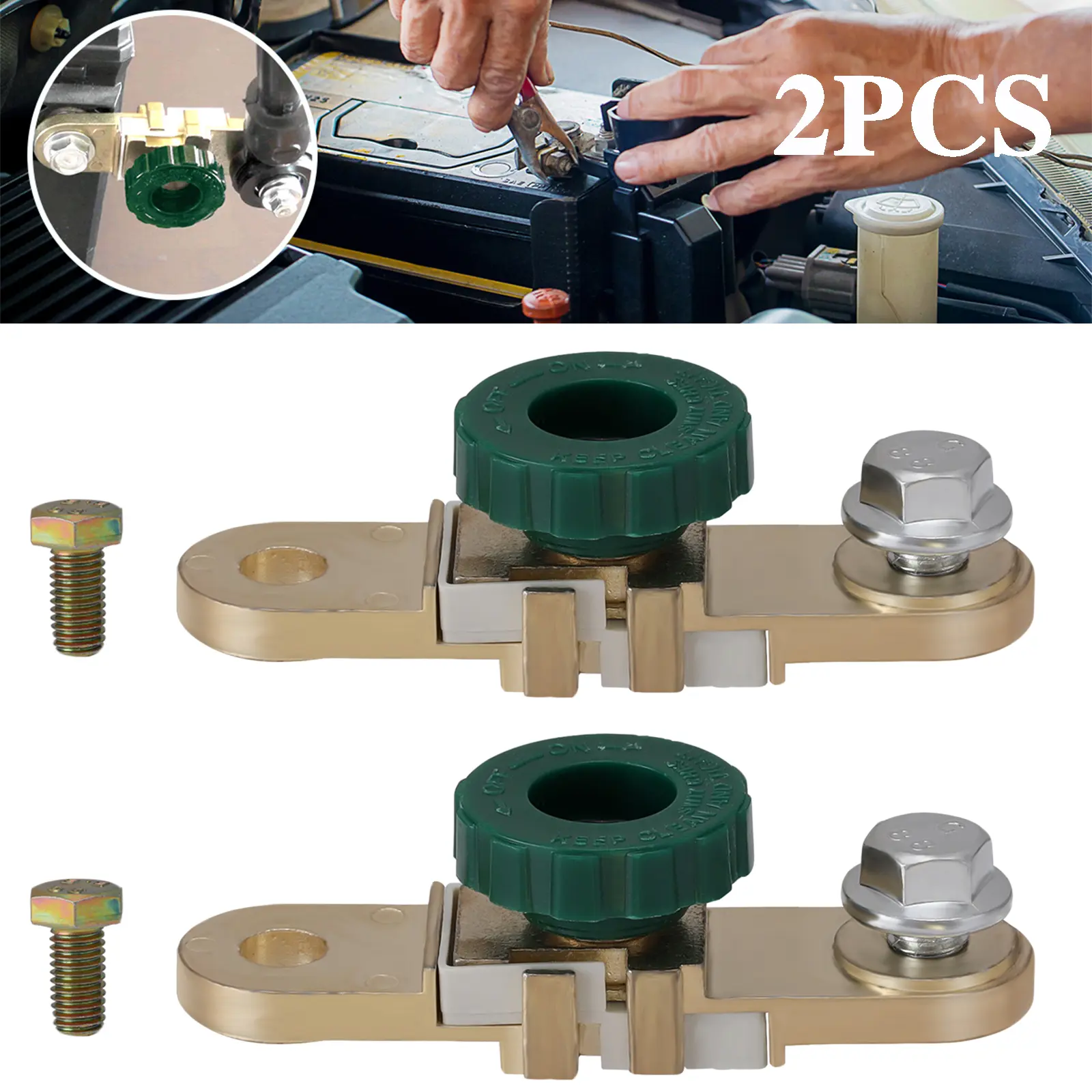 2-Pack Instant Battery Kill Switch for Side Post Terminals - Quick Disconnect, Total Power Cut-Off for Car Security & Storage