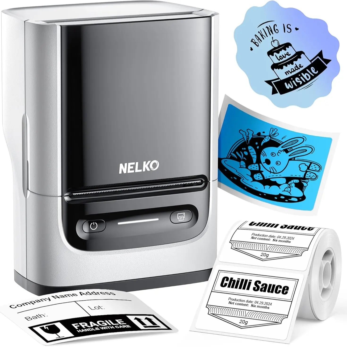 White Printer+1 Roll White Tape