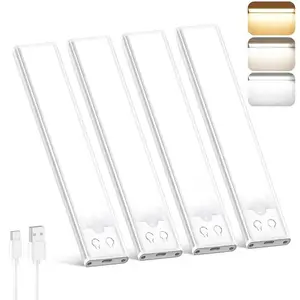 【fathersdaygift 】Under Cabinet Lights,Motion Sensor Night Light Indoor,1500mAh USB Rechargeable Light,Magnetic Installation Dimmable Lights for Kitchen,Wardrobe,Pantry, Closet,Bathroom,Stairs,Sink Cabinet,Garage