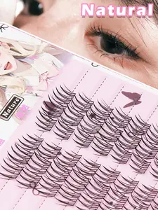 60 Clusters Korean Idol Group Natural False Eyelashes, Fluffy Messy Wispy 3D Mink Lashes,  Short Thick Extended Eye Makeup. Suitable for Daily, Work, Party, Night Club,  Reusable Individual Cluster Lashes, Natural Volume, Super Soft Makeup.