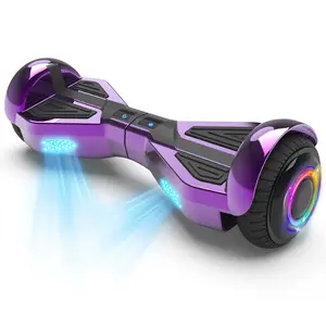 Hoverboard with Bluetooth Speaker, Chrome Color Self Balancing Scooters with Science Fiction Design and 6.5 inch LED Wheels