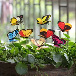 3D three-dimensional PVC simulated butterfly for outdoor garden decoration, creative gardening arrangement, simulated butterfly with stake, pack of 10