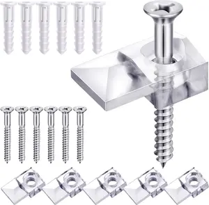 20 Pack Mirror Holder Clips Glass Retainer Clips Kit for 6 mm in (6/25) Glass Mirror Hanging Kit Mirror Hanging Hardware with Screw and for Fixing Mirror Cabinet Door(Classic Style)