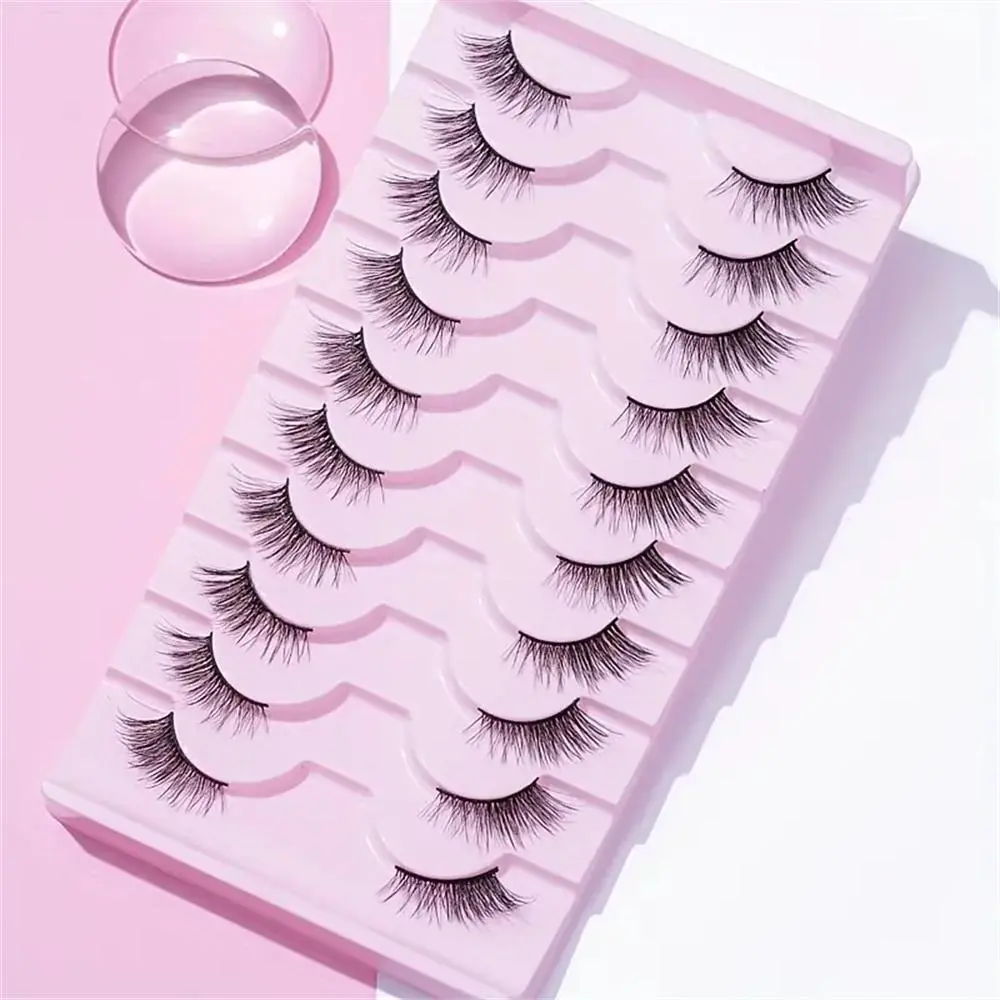 Half Eye False Eyelashes Set, 10 Pairs Natural Look Soft Lashes Fluffy Curly Thick Faux Eyelashes, Portable Makeup Tool for Women
