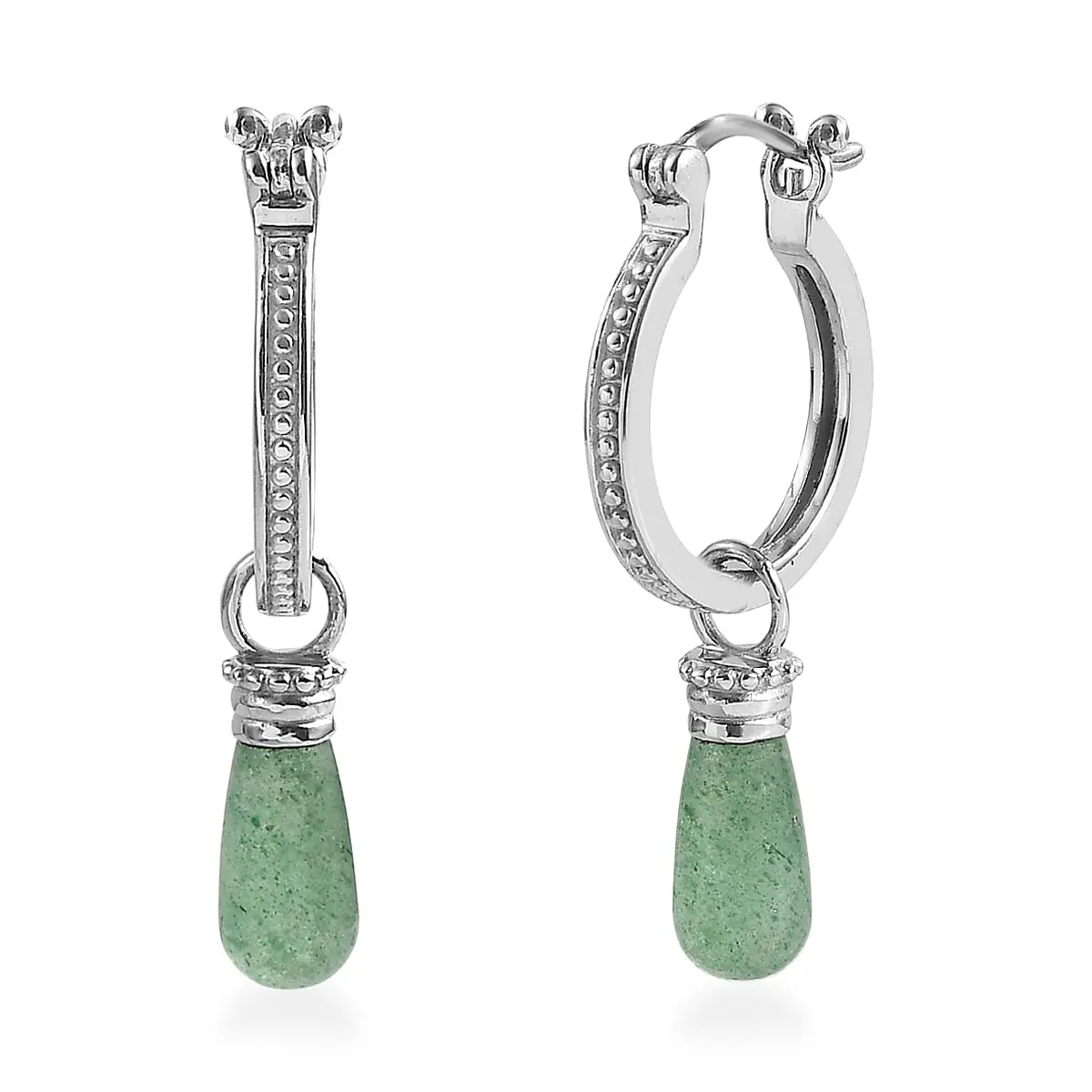 EverTrue Green Aventurine Earrings in Stainless Steel 6.80 ctw