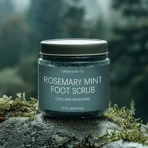 Men's Foot Scrub - Cool and Refreshing Rosemary Mint Men's Foot Scrub with Pumice, Green Clay, and Sea Salt