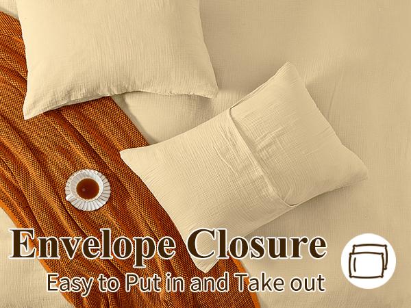 Bedlifes Muslin Duvet Cover Set- 100% Organic Cotton, Soft Textured Gauze Weave Comforter Cover for Breathable All-Season with Zipper Closure - 3 Piece Set