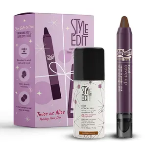 Style Edit Travel Essentials Hair Duo Root Touch Up Spray and Root Cover-Up Stick | Instant Gray Root Concealer for Grays and Roots Coverage | Medium Brown