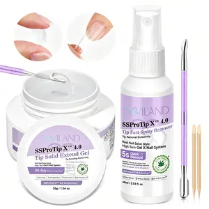 SAVILAND Solid Nail Glue Gel & Remover DUO: All-in-1 Press on Nails Tools Kit Nail Glue Remover Strong Gel X Nail Glue Fast Nail Gel Remover Castor Oil VE Nail Tech Enthusiastic Home Easy Use Nail Care Nail Polish