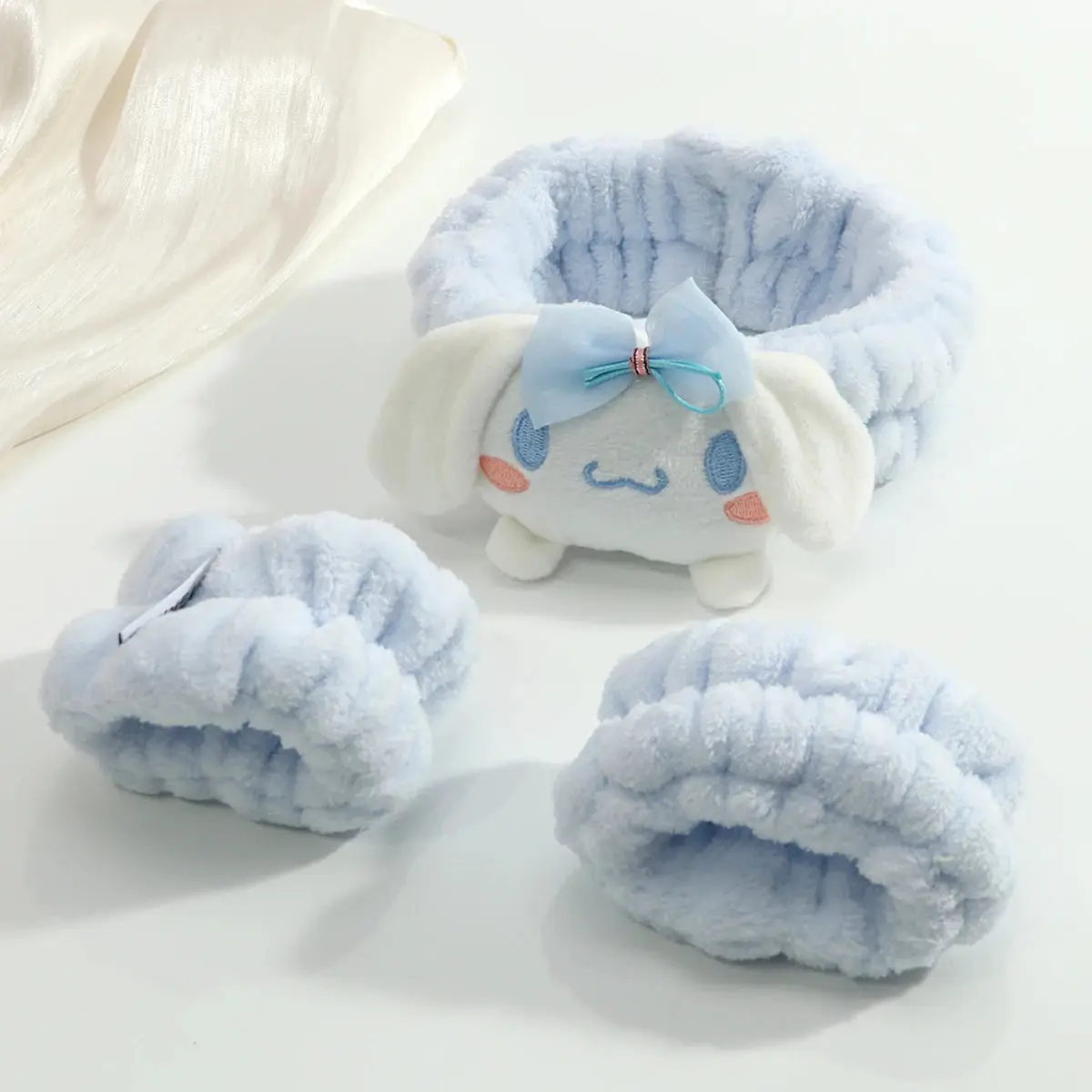 Totemica Spa Headband & Wristband Cinnamon | Skincare Headband + Anti-Drip Wristbands ‍️ Soft Plush Spa Set | Reusable Kawaii Beauty Essential