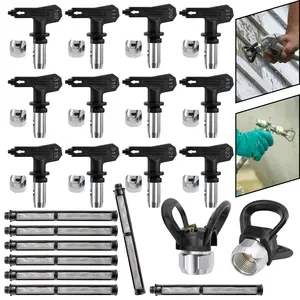 Airless Spray Gun Nozzle Set, Reversible Airless Paint Sprayer Nozzles, 12-Piece Comprehensive Kit with 2 Nozzle Seats and 8 Graco Filters