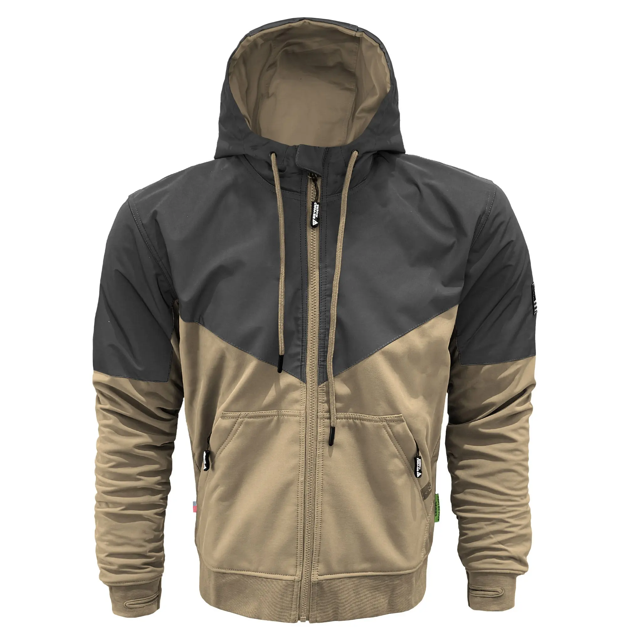 SoftShell Reflective Khaki Nebula Hoodie - with Pads