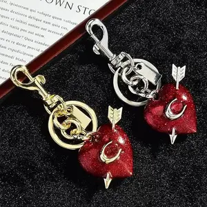 Cupid Heart Keychain Bag Charm | Trendy Aesthetic Accessory for Purse & Backpack Cute Red Heart Arrow Bag Charm | Luxury Keychain for Women Handbags & Car Keys