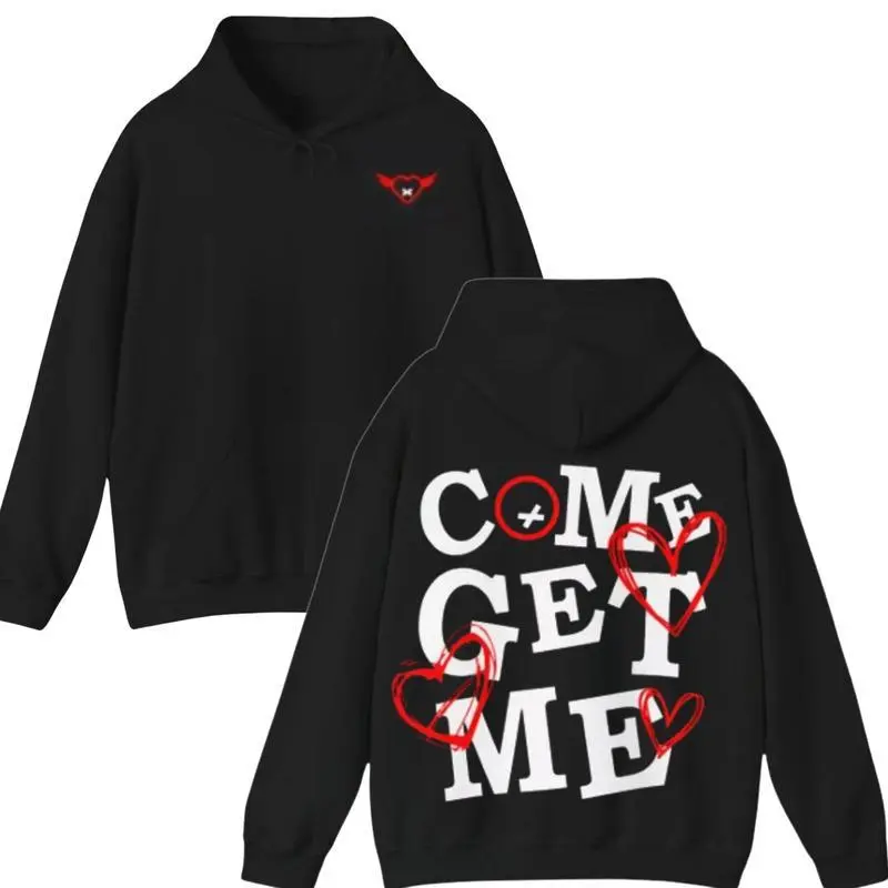 Menswear Fitted Long-Sleeve Cotton Hoodie - Stylish Graffiti Heart Graphic Sweatshirt - Bold Streetwear Pullover for Halloween, Party - Urban Aesthetic Casual Top - Ideal Fall Winter Gift