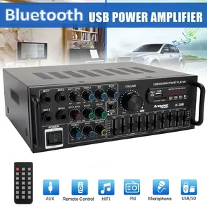 New Stereo HiFi Power Amplifier Bluetooth 5.0 Karaoke FM USB EQ Mixer with Remote Control for Car Home