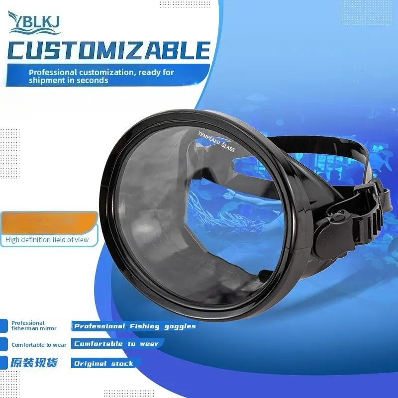 Adult Low-Volume Freediving Mask with Wide-View Tempered Glass Lens, Silicone Skirt for Snorkeling, Spearfishing & Diving, Glass-Lensed Diving Masks, Hd Underwater Vision