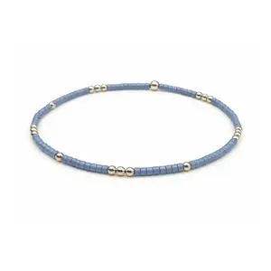 2mm Newport DENIM BLUE + Gold Filled Waterproof Bracelet