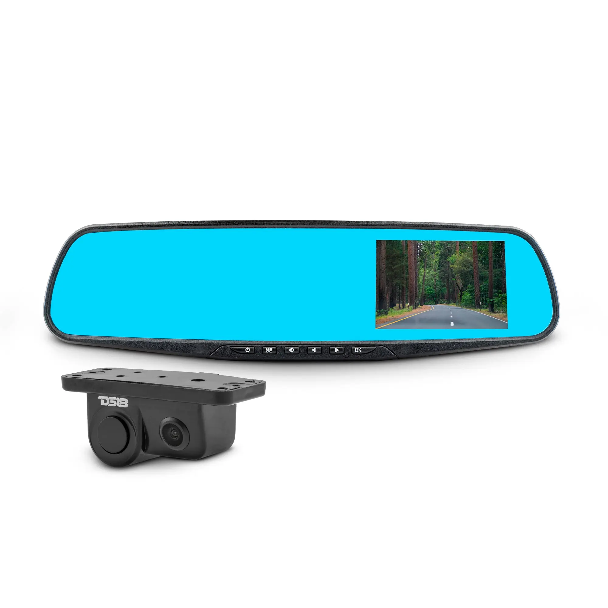 DS18 EAGLE2IN1 Automotive Dashcam Rearview Mirror - 4.3" HD LCD Rear Camera Monitor, Built-In 1080P Recorder, Reverse Parking Sensor, Reverse Camera, Car-Mounted Vehicle Electronics Accessory