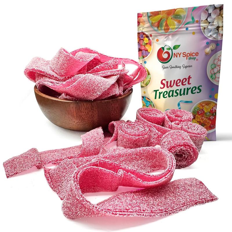 NY Spice Shop Wild Cherry Sour Belts - Tart Gummies, Chewy Rainbow Candy Ribbons, Sour Fruit Strips, and Sour Rope Treats - Sour Belts Pack Snack Sugar