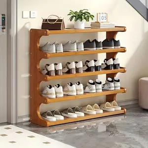 5/6 Tier Bamboo Shoe Rack Tower, Holds 12/20 Pairs, Easy Assembly, Space-Saving for Entryway/Living Room/Garage