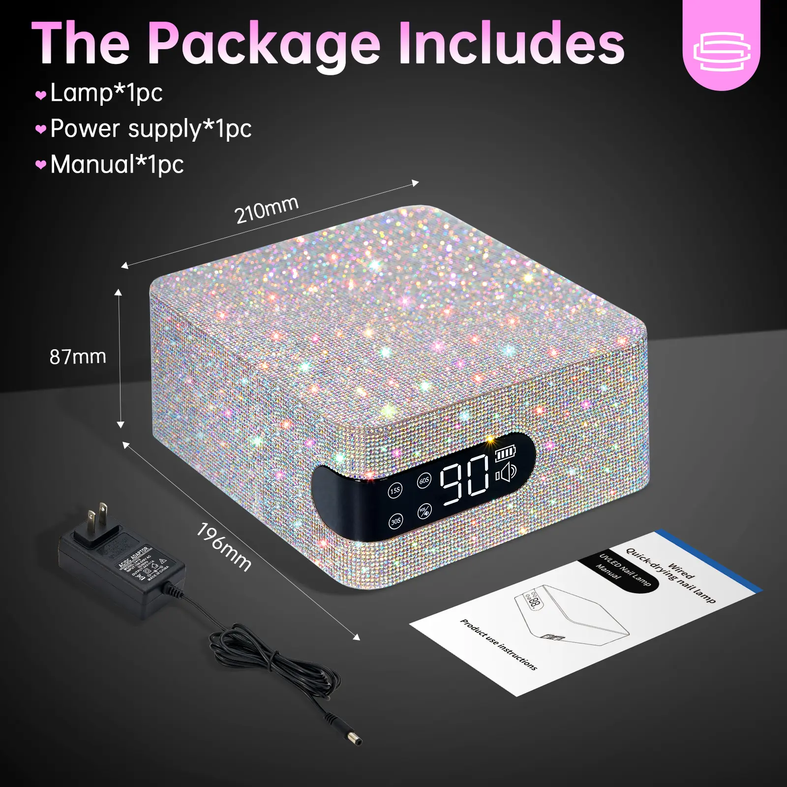 CHRISTINE SHELLY UV LED Nail Lamp Wireless 96W, Rechargeable Nail