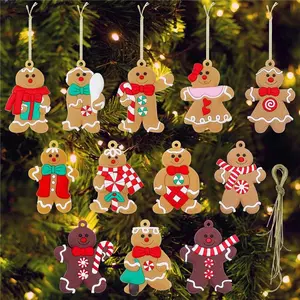 12PCS Gingerbread Man Christmas Ornaments Set – Cute Gingerbread Decorations for Christmas Tree, Holiday Hanging Décor, Candy Theme Ornaments, Xmas Party Home Décor, Gingerbread Family Hanging Decorations for Winter Wonderland, gifts for kids