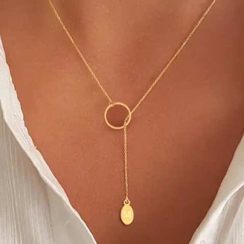Simple Letter Pendant Necklace for Women, Necklace Initial, Letters Necklace, Round Charm Stainless Steel Jewelry for Party, Daily Clothing Decor, Trendy All-match & Exquisite Jewelry for Birthday Gift
