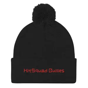 HitSquad Bullies Pom-Pom Beanie, 100% Acrylic, Warm and Comfortable, Fashion Accessories