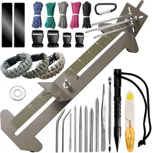 Paracord Bracelets Jig Kit Professional Paracord Jig and Tools DIY Kit with Paracord Needle Set ​and Random Colors Paracords (Khaki)