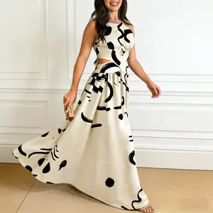 Women's Lightweight Summer Wedding Guest Beach Vacation Casual Split Flowy Maxi Dress with Adjustable Tie