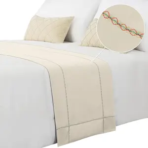Bed Runner 210 x 50 cm Queen & Full Size Beige Bed Throws Decorations for Bedroom Hotel Wedding Room