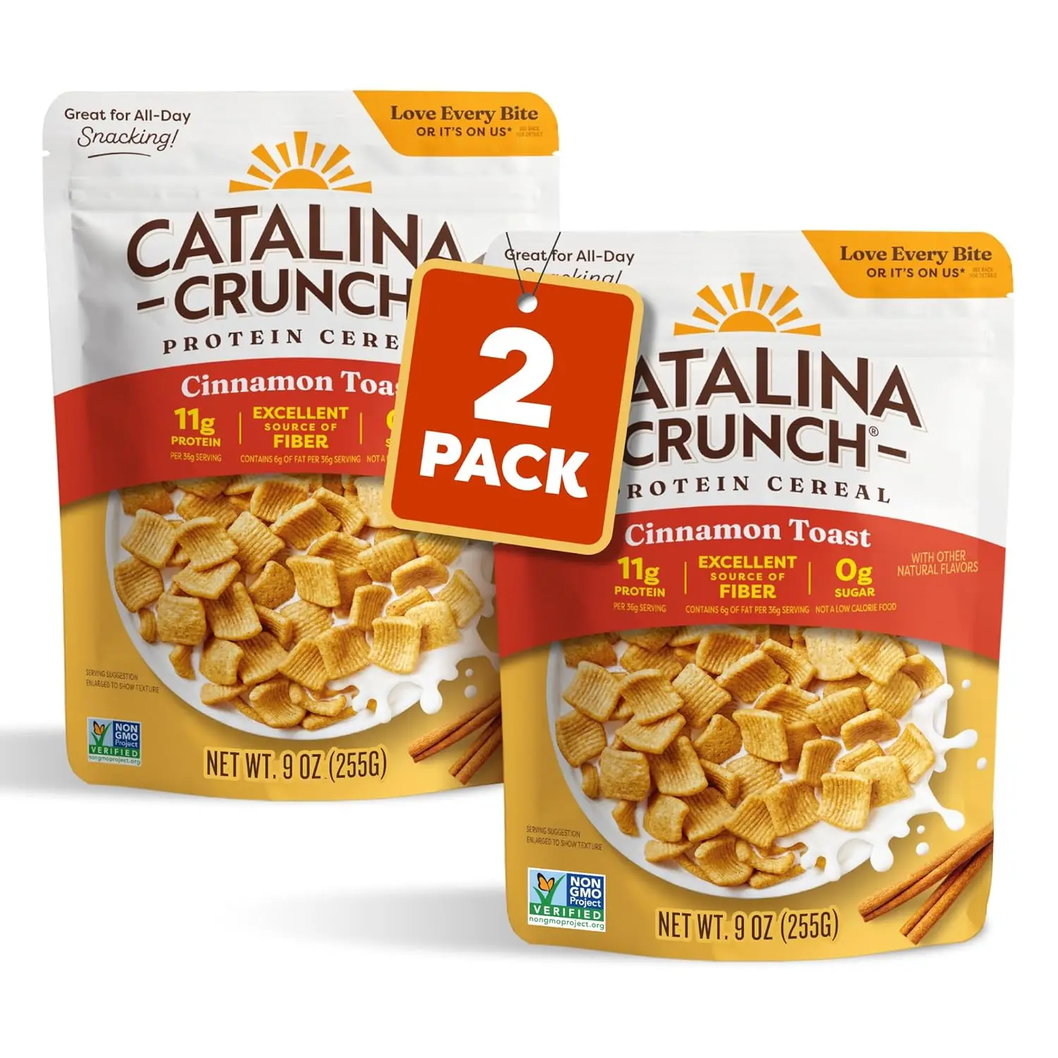 Catalina Crunch Protein Cereal, Cinnamon Toast, 9 oz Bag (Pack of 1) | Sugar Free, 11g of Protein, Gluten Free, Excellent Source of Fiber, Breakfast Cereal, Packaging May Vary