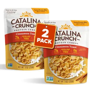Catalina Crunch Protein Cereal, Cinnamon Toast, 9 oz Bag (Pack of 1) | Sugar Free, 11g of Protein, Gluten Free, Excellent Source of Fiber, Breakfast Cereal, Packaging May Vary
