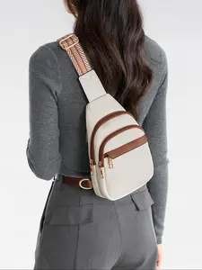 Women's Solid Color Fanny Pack, Bum Bag, Fashionable PU Leather Chest Bag for Daily Used, Casual Trendy Versatile High-quality Daily Commuting Bag, Crossbody Fanny Pack