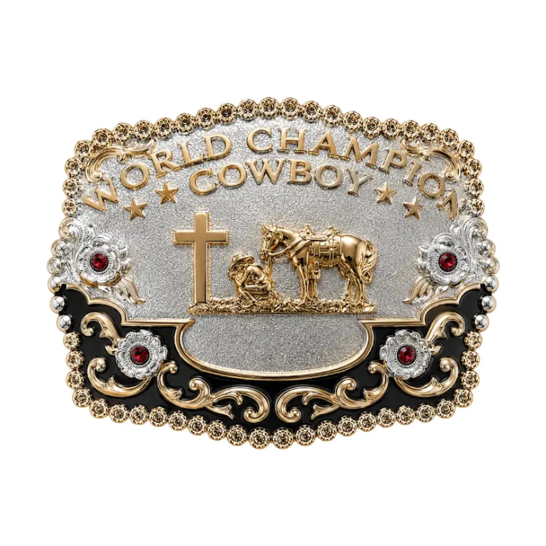 World Champion Cowboy Prayer Belt Buckle
