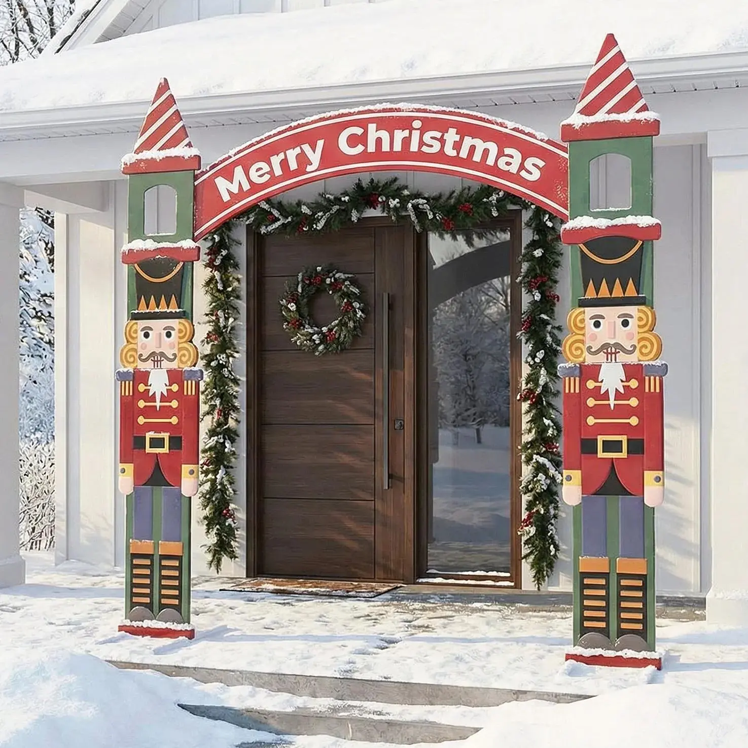 8 Ft Nutcracker Iron Archway, Large Outdoor Christmas Entrance Decor