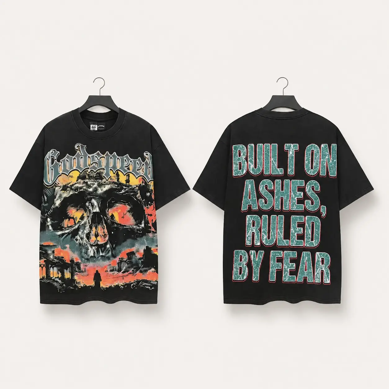 2026 Y2k New GODSPEED Men's Soft Short-Sleeve Crew Neck Pure Cotton T-Shirt, Menswear Athletic Sportswear with Space Warrior Skull Robot Print, Retro Rock Street Style Outdoor Casual Fitness Top, Men Women Summer GOD SPEED Hip Hop Streetwear Tee