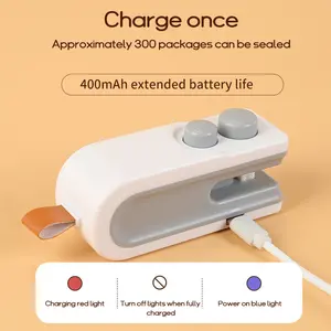Mini Bag Sealer with Knife and Magnet, Rechargeable Two-In-One Heat Sealer, Portable Magnetic Plastic Bag Sealer for Snacks and Food Storage