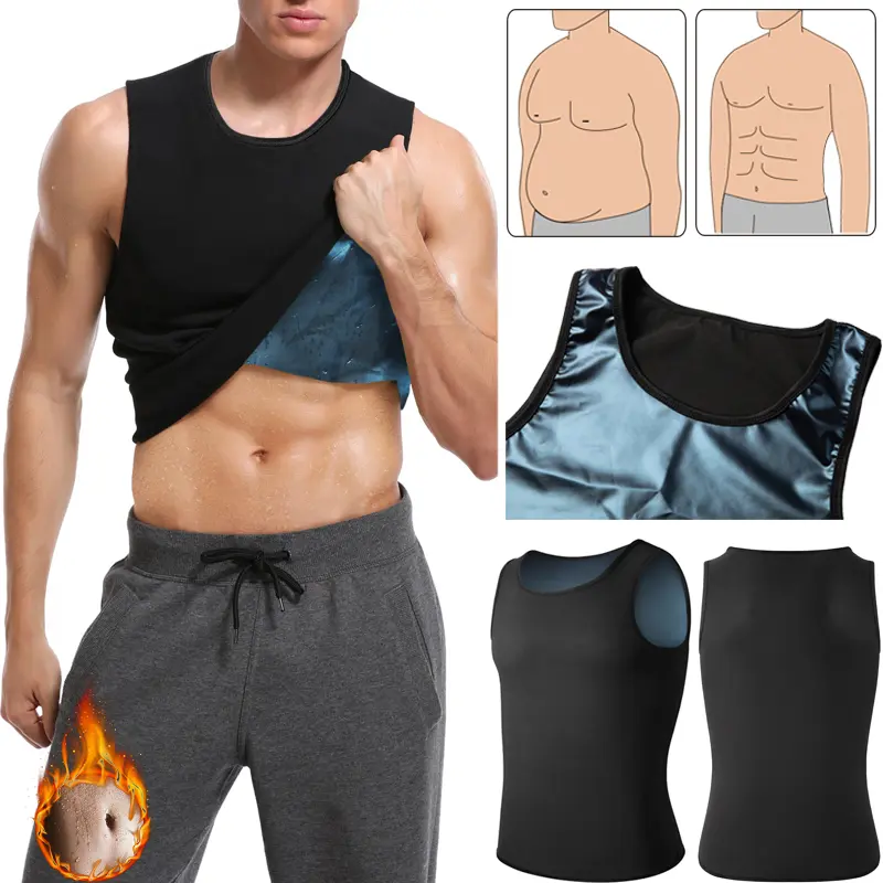 Men's Compression Shapewear Vest - Lightweight, Soft, Fitted, Solid Exercise Tank Top with Tummy Control, Breathable Fabric, Stretch for Gym, Sauna Workouts Menswear Shaper