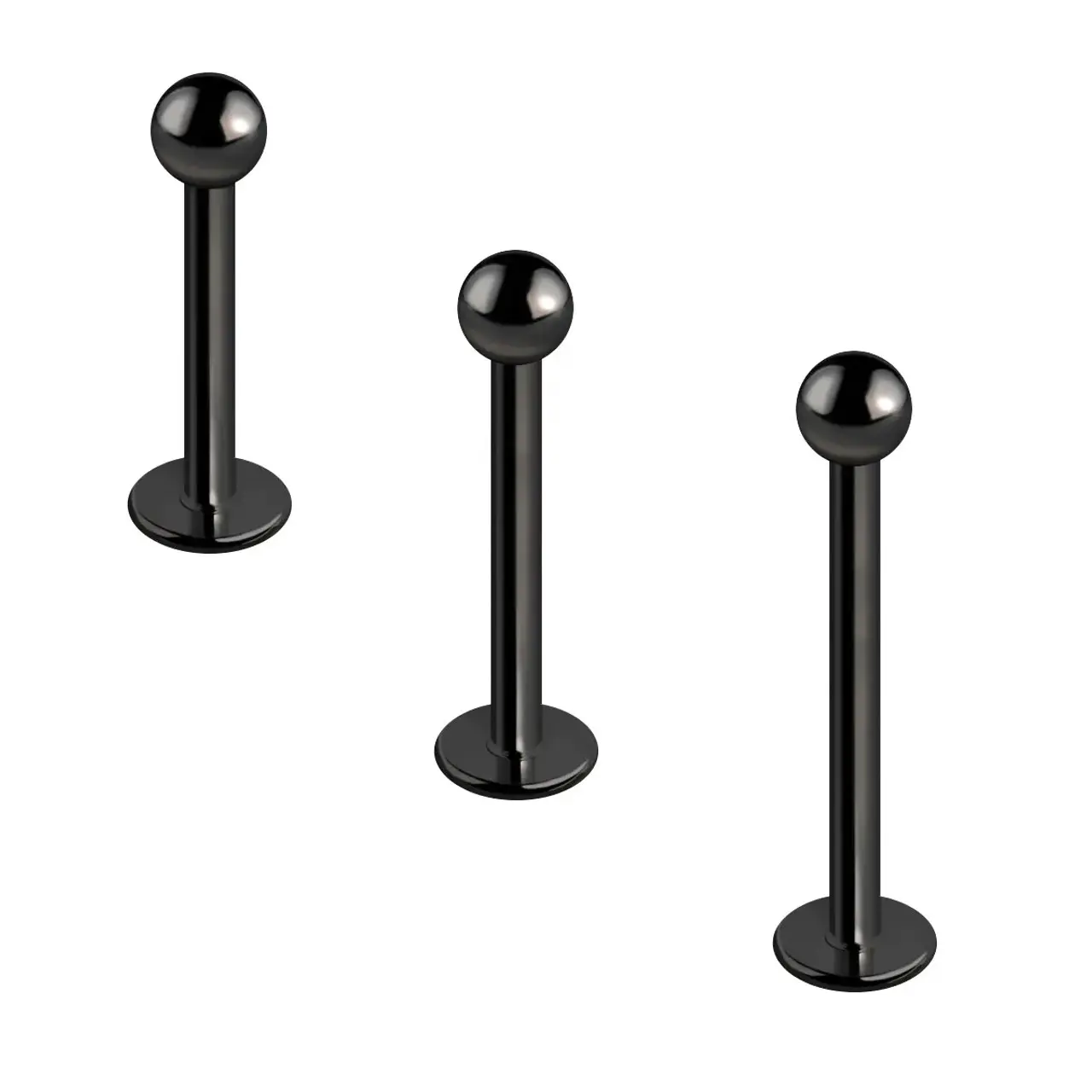 Surgical Steel 16G Flat Back Tongue Ring Labret Monroe Medusa Lip Rings Nose Studs Cartilage Earrings Piercing Ball Tops - Sold Each