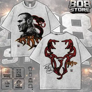 Retro RKO Randy Orton Washed Tee, Grunge Attitude Heavyweight Cotton Shirt, WWE Attitude Era Streetwear Top for Bold Festival Looks