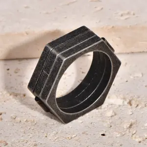 Simple Retro Titanium Steel Ring Men's Ring Finger Retro Black Ring High Quality Metal Ring Accessories Gift For Family,Friends